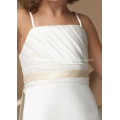 Sheath Column Spaghetti Straps Tea-length Satin Organza Flower Girl Dress